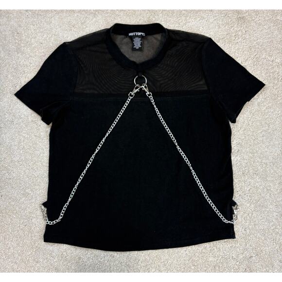 Hot Topic Chain Mesh Crop Top Black Stretch Size S - Picture 1 of 3